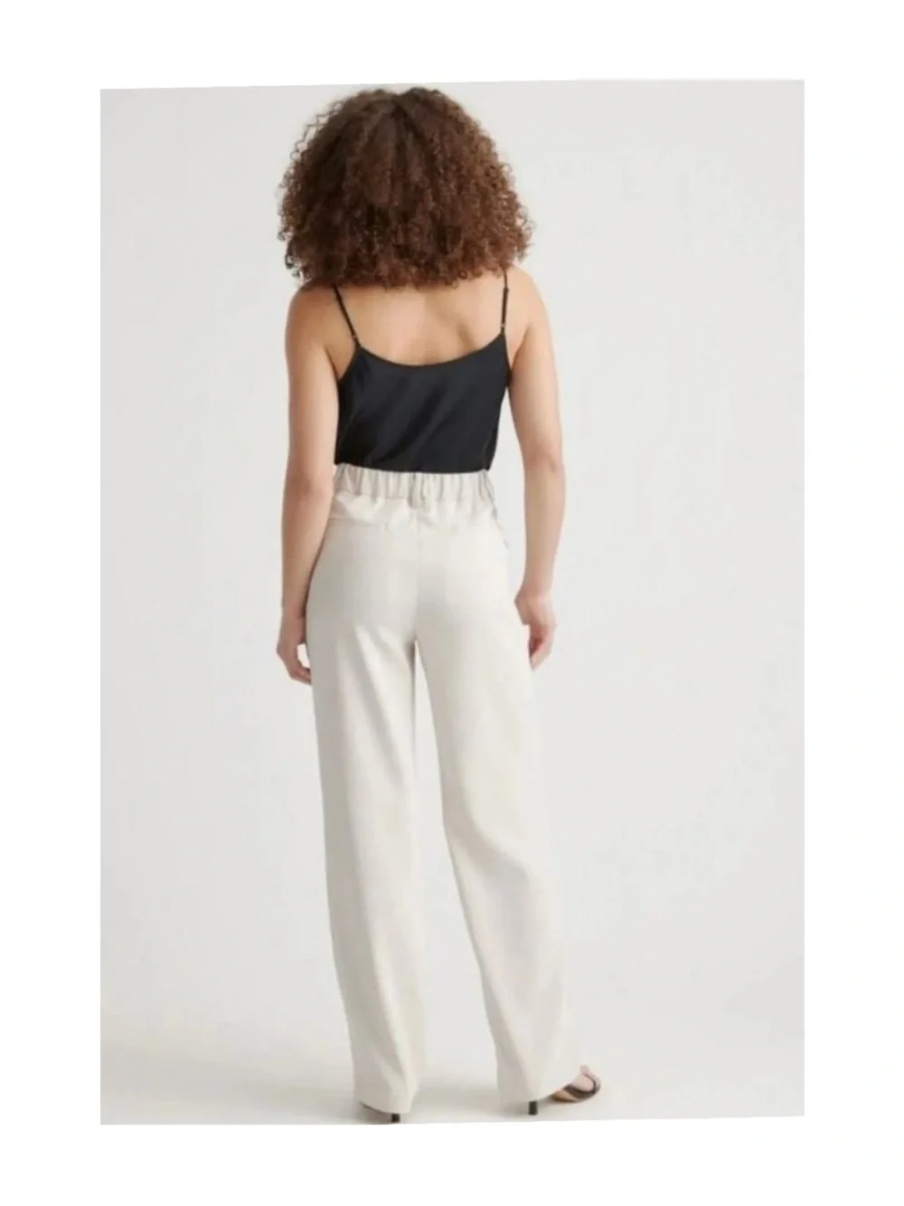 Quince Stretch Crepe Pleated Wide Leg Pants Sand Size 8